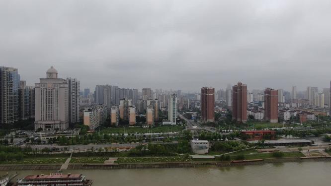航拍江西赣江风光