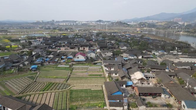 航拍湖南中方荆坪古村