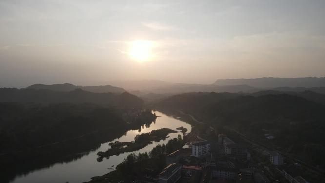 航拍湖南怀化舞水河风光