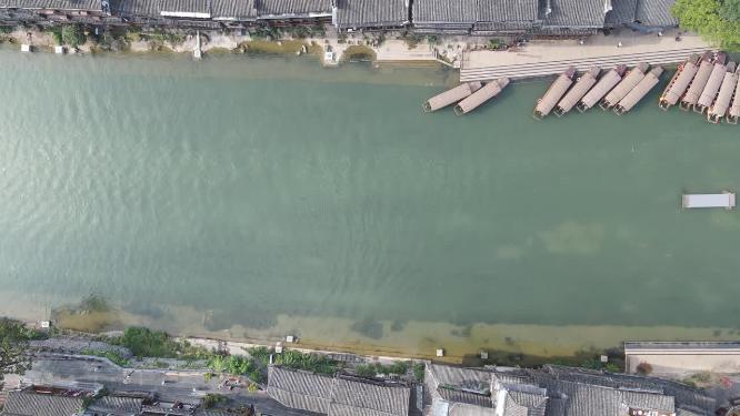 航拍湖南湘西凤凰古城沱江风光