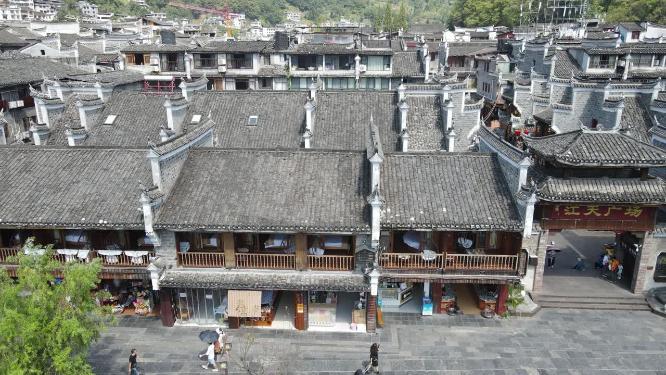 航拍湖南湘西凤凰古城吊脚楼