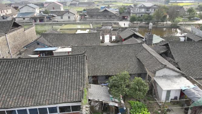 航拍湖南荆坪古村