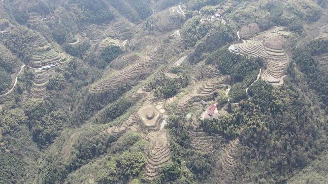 航拍高山梯田农业种植