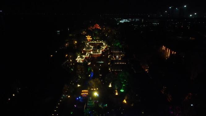 湖南岳阳岳阳楼汴河街夜景航拍