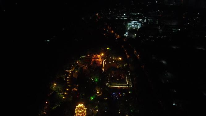 湖南岳阳岳阳楼汴河街夜景航拍