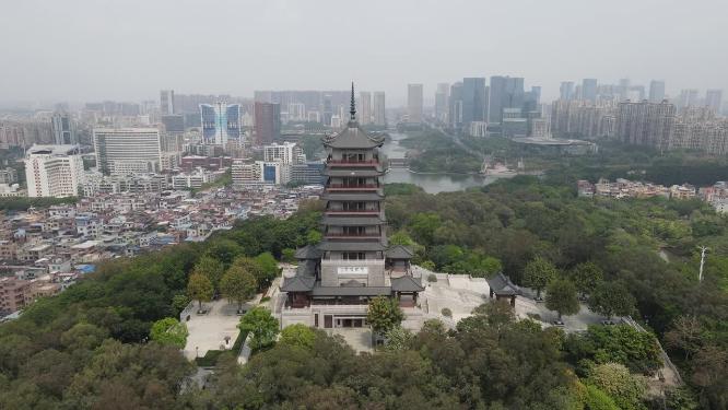 佛山魁星阁古建筑地标航拍