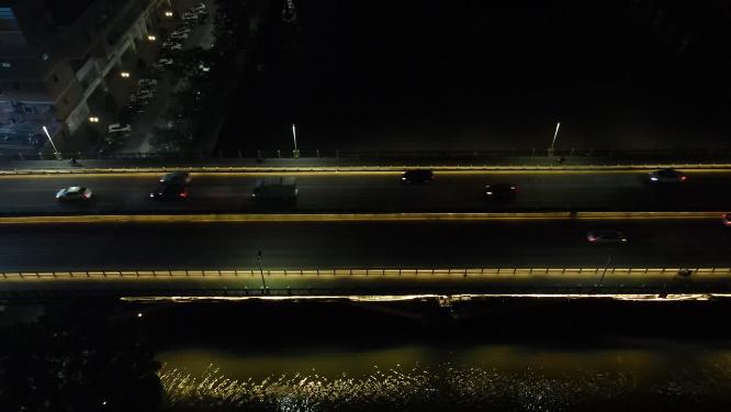广东东莞万江大桥夜景航拍