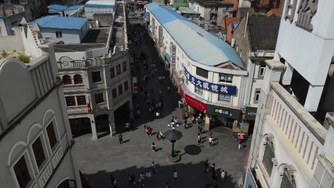 航拍广西南宁新宁路步行街