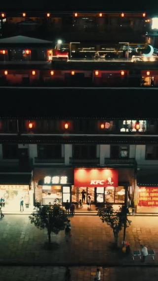 广西桂林阳朔夜景灯光航拍