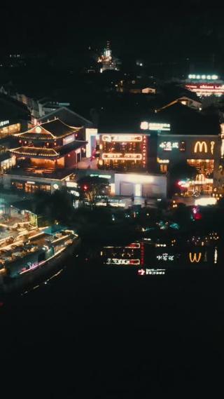 广西桂林阳朔夜景灯光航拍