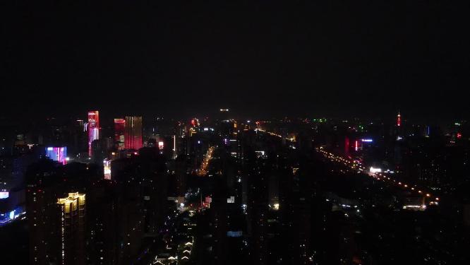 河北石家庄城市夜景航拍