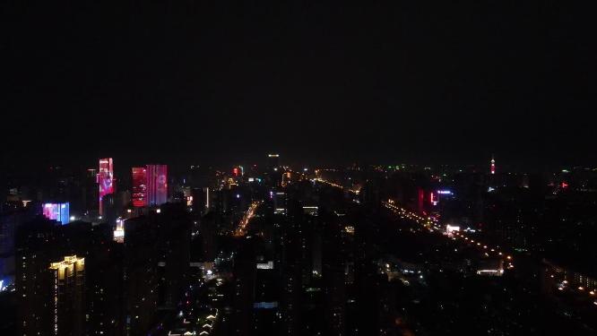河北石家庄城市夜景航拍