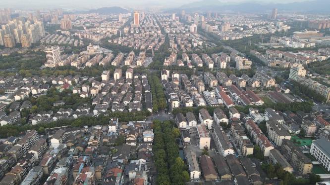 浙江绍兴老城区城市建设航拍