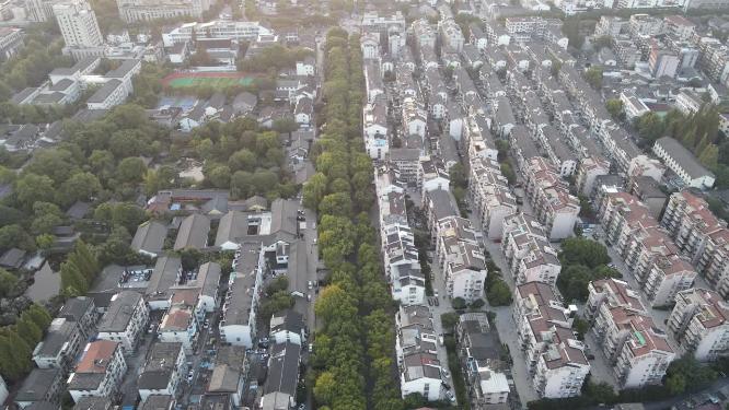 浙江绍兴老城区城市建设航拍