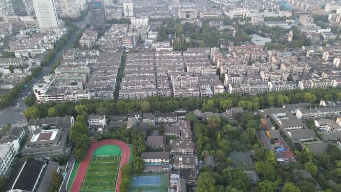 浙江绍兴老城区城市建设航拍