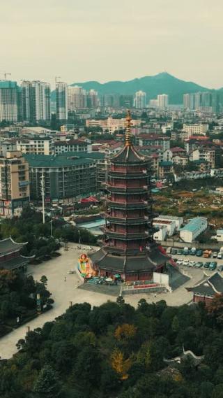 湖南怀化听溪阁竖屏航拍