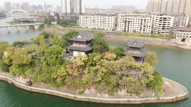 湖南衡阳石鼓书院4A景区航拍