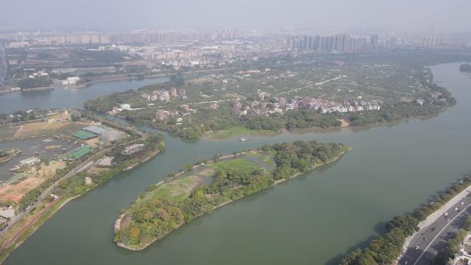 航拍东莞东江南支流