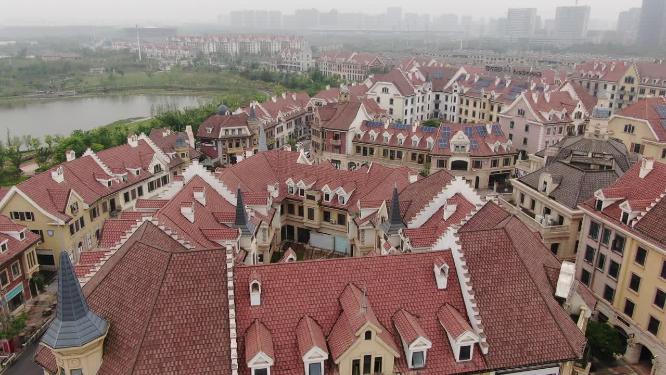 航拍江西南昌卢塞恩小镇网红打卡地
