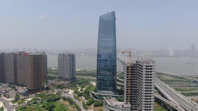 航拍江西南昌新力中心地标建筑