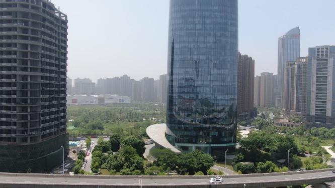 航拍江西南昌新力中心地标建筑