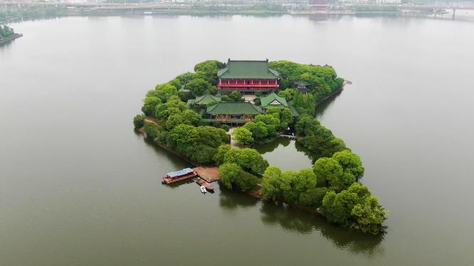 航拍江西南昌象湖公园万寿塔万寿宫