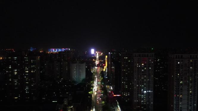 航拍河北石家庄城市夜景