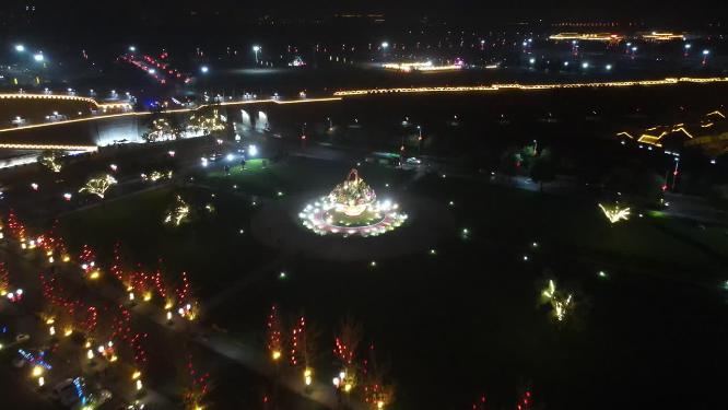 航拍河北石家庄城市夜景