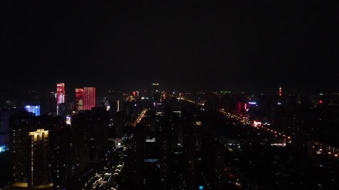 航拍河北石家庄城市夜景