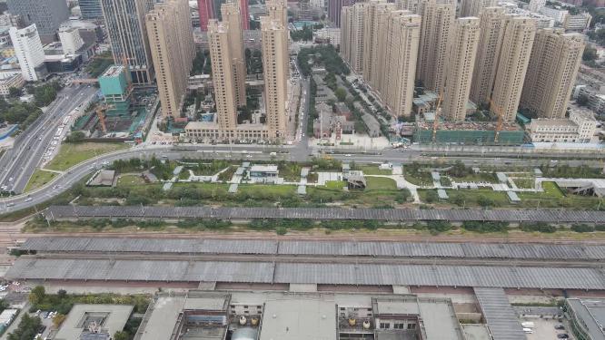 航拍河北石家庄城市建设