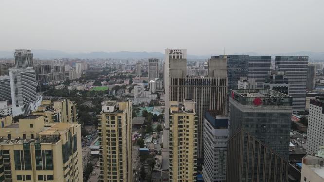 航拍河北石家庄城市建设