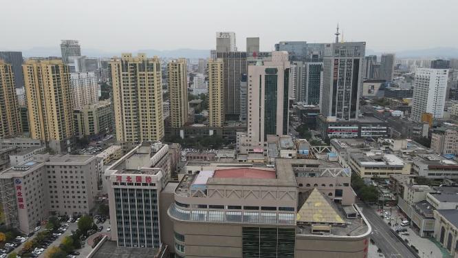 航拍河北石家庄城市建设