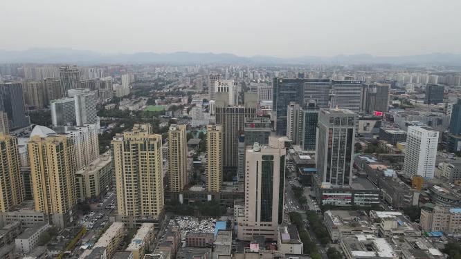 航拍河北石家庄城市建设