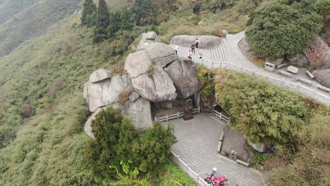 航拍湖南南岳衡山观音石