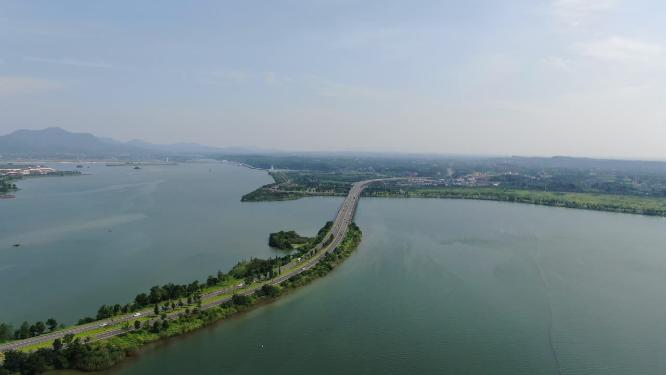 航拍湖南常德柳叶湖4A景区