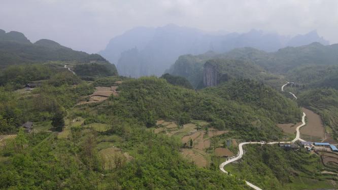 航拍湖南张家界雄伟壮观山川