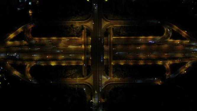 航拍石家庄城市夜景交通