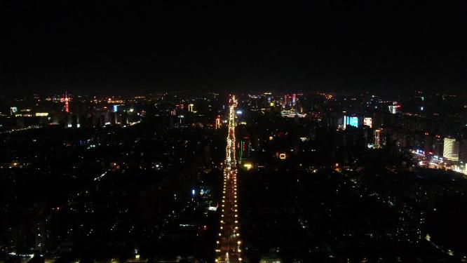 航拍石家庄城市夜景交通