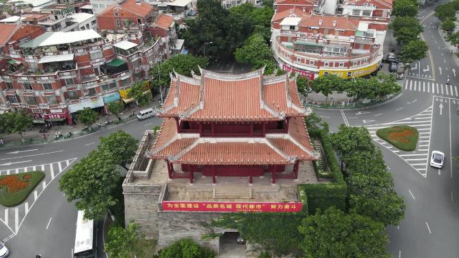 航拍福建泉州古城朝天门历史文化建筑