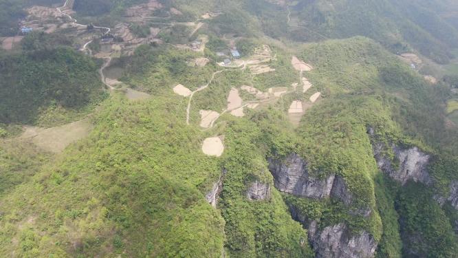 航拍湖南张家界高山山川农业种植