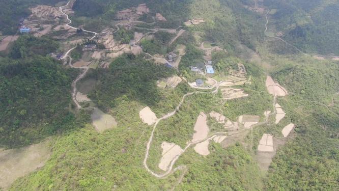 航拍湖南张家界高山山川农业种植
