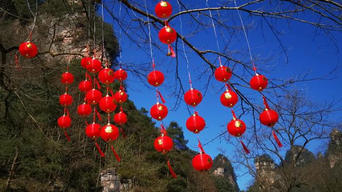 实拍喜庆红灯笼