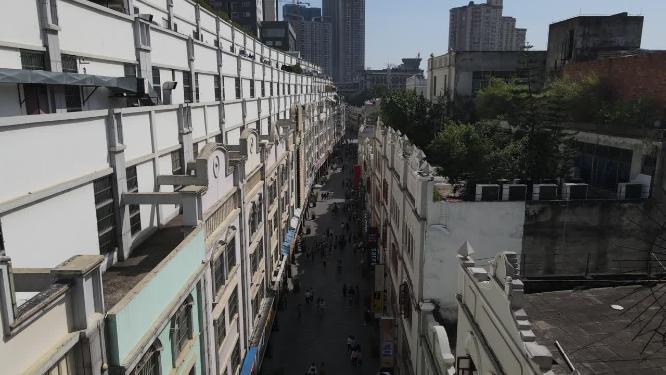 广西南宁新宁路步行商业街航拍