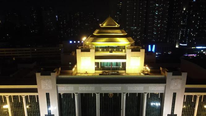 广西南宁民族广场夜景航拍