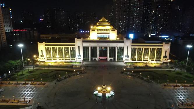 广西南宁民族广场夜景航拍