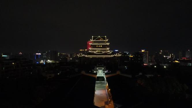 广西南宁邕州阁夜景航拍