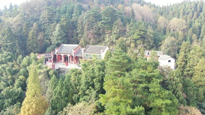 湖南南岳衡山风景区历史文化古建筑寺庙航拍
