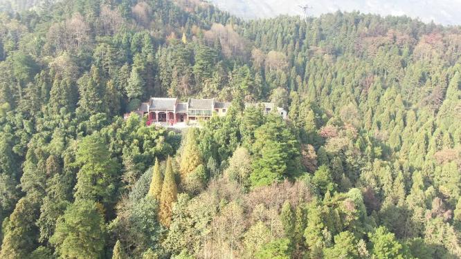 湖南南岳衡山风景区历史文化古建筑寺庙航拍