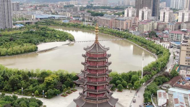 湖南怀化听溪阁航拍