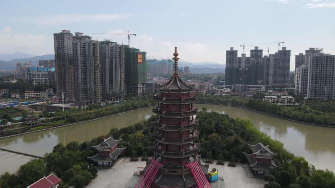 湖南怀化听溪阁航拍